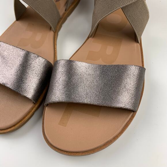 Sorel Ella II Sandals Brown Metallic Grey Strappy Flats Women's 8 - Picture 2 of 9